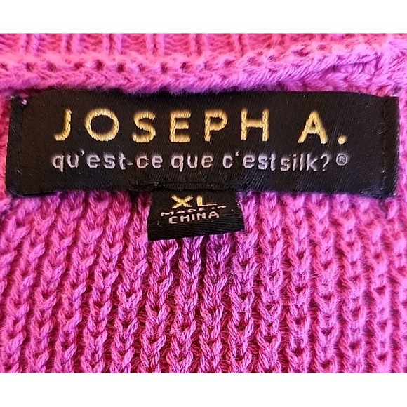 VTG 80s 90s Joseph A Granny Square Crochet Pullover Sweater Sz XL Pink Boxy Boho - Picture 4 of 9